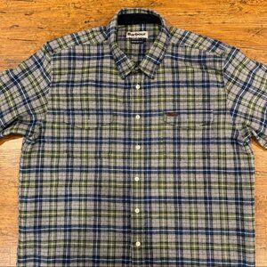 Barbour‎ Gray Plaid Outdoor Casual Regular Fit Button Up Flannel Shirt Men's XL